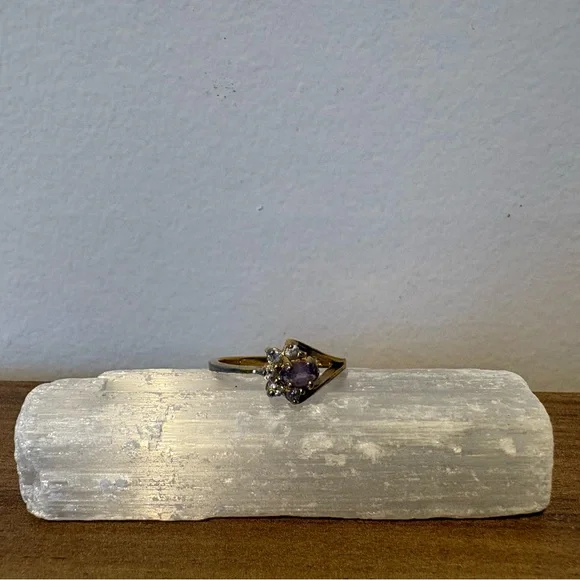 14K Amethyst & Cubic Zirconium Ring - Picture 6 of 10